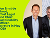 Jan Ernst de Groot, Chief Legal Officer and Chief Sustainability Officer, to retire in May 2024; Linn Evans to be appointed Chief Legal Officer of Ahold Delhaize; Chief Sustainability Officer role to be a dedicated position on the Executive Committee