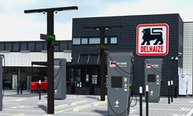Delhaize Belgium expands charging station fleet with 1,800 additional fast charging points, together with Electra 